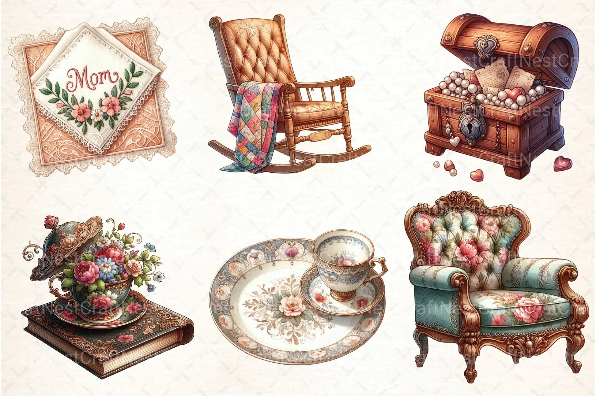 Antique Mother's Day Clipart Bundle - CraftNest - Digital Crafting and Art