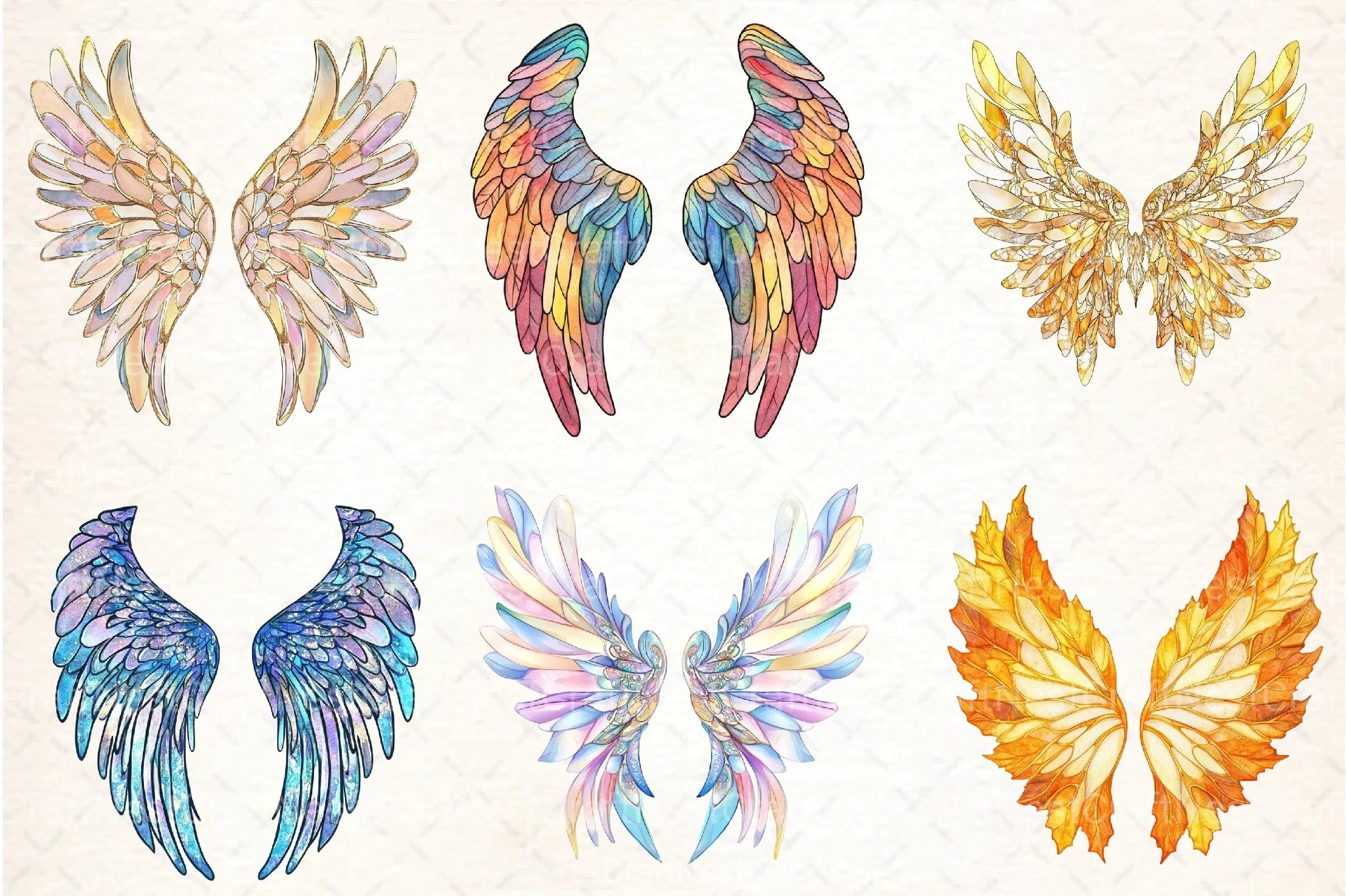 Stained Glass Angel Wings Clipart Bundle 4 - CraftNest - Digital Crafting and Art