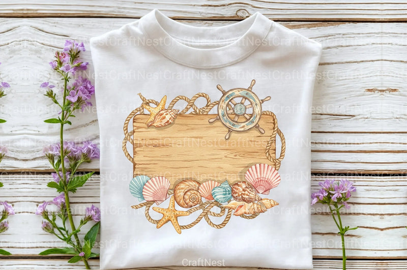 Wooden Board Seashells Clipart Bundle 2 - CraftNest - Digital Crafting and Art