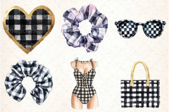 Luxury Black Gingham Summer Clipart Bundle 99 - CraftNest - Digital Crafting and Art