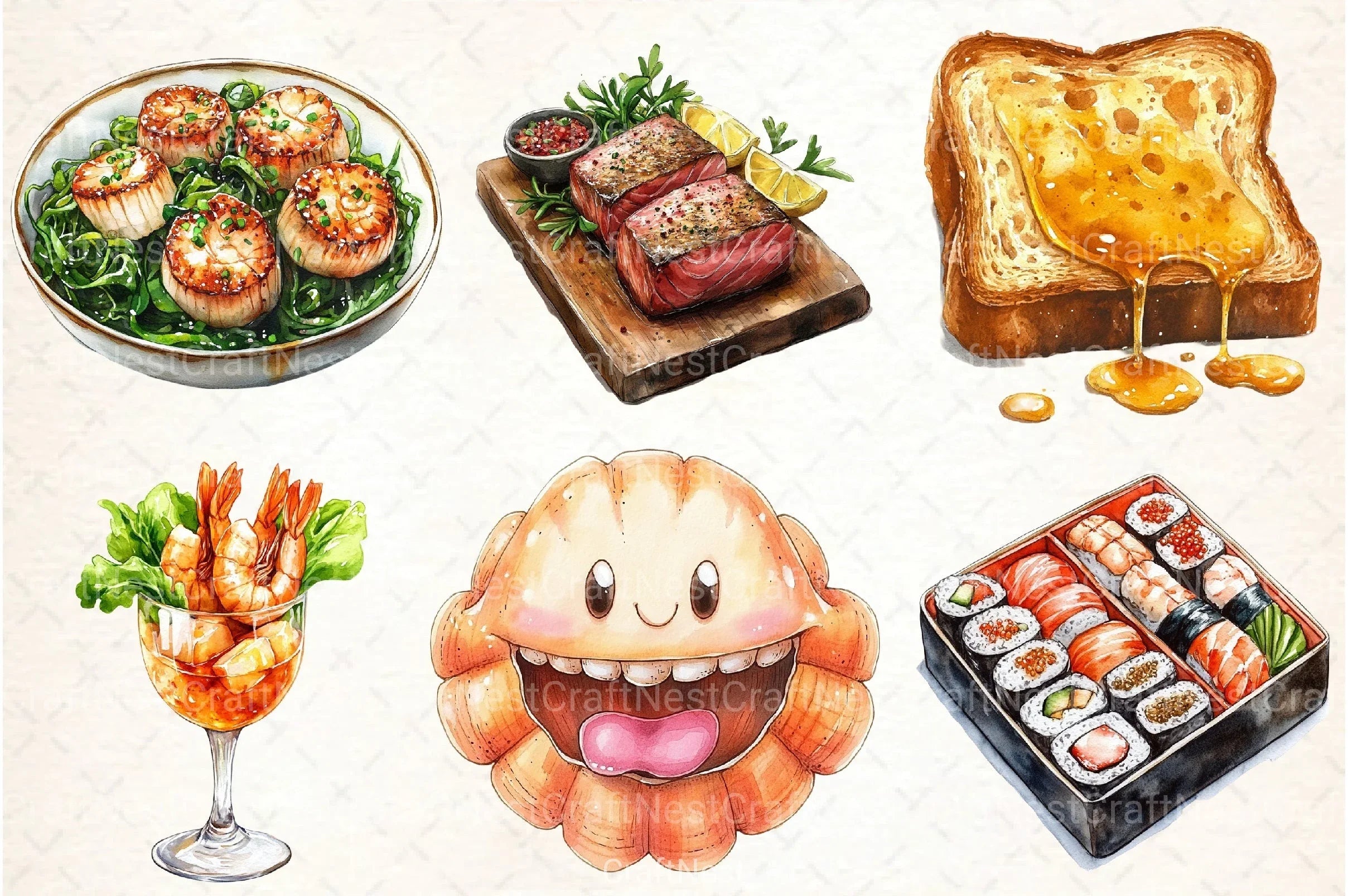 Seafood Clipart Bundle - CraftNest - Digital Crafting and Art