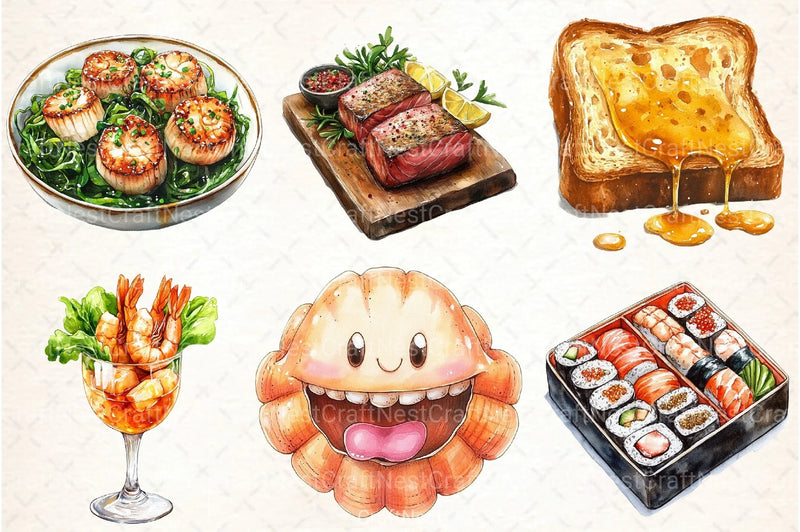 Seafood Clipart Bundle - CraftNest - Digital Crafting and Art