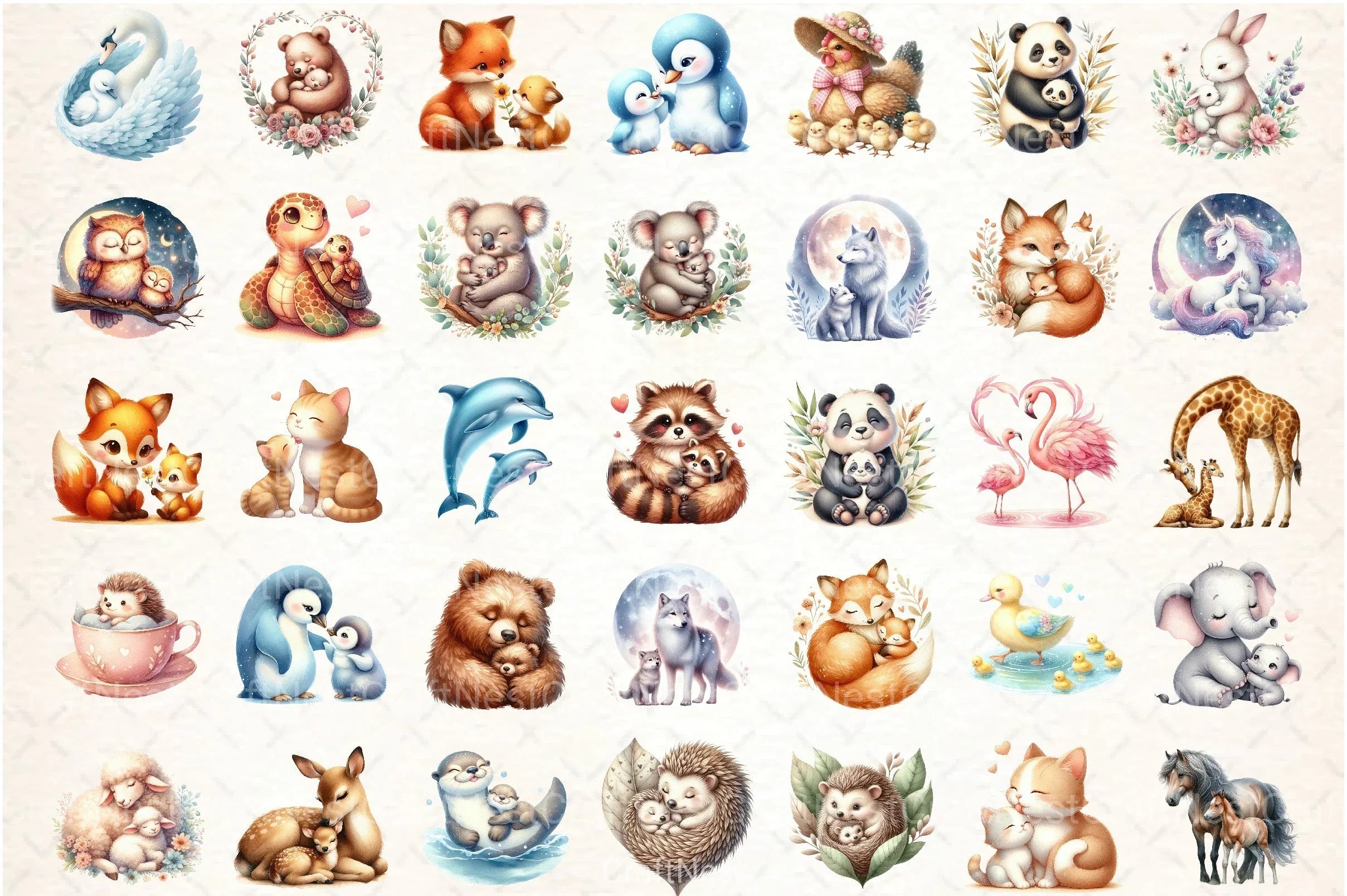 Happy Mother's Day Animal Clipart Bundle 21 - CraftNest - Digital Crafting and Art