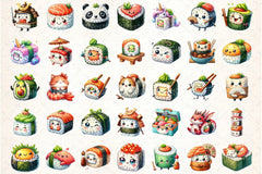 Cute Sushi Japanese Food Clipart Bundle - CraftNest - Digital Crafting and Art