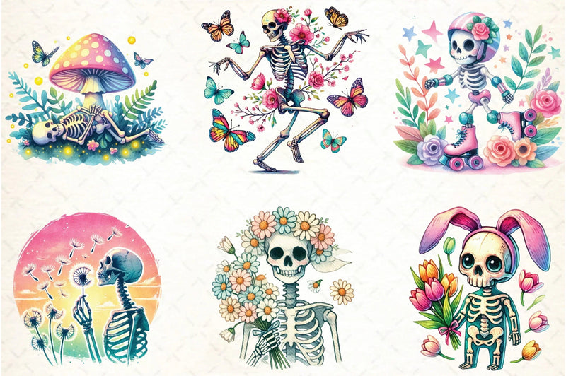Spring Skeleton Clipart Bundle - CraftNest - Digital Crafting and Art
