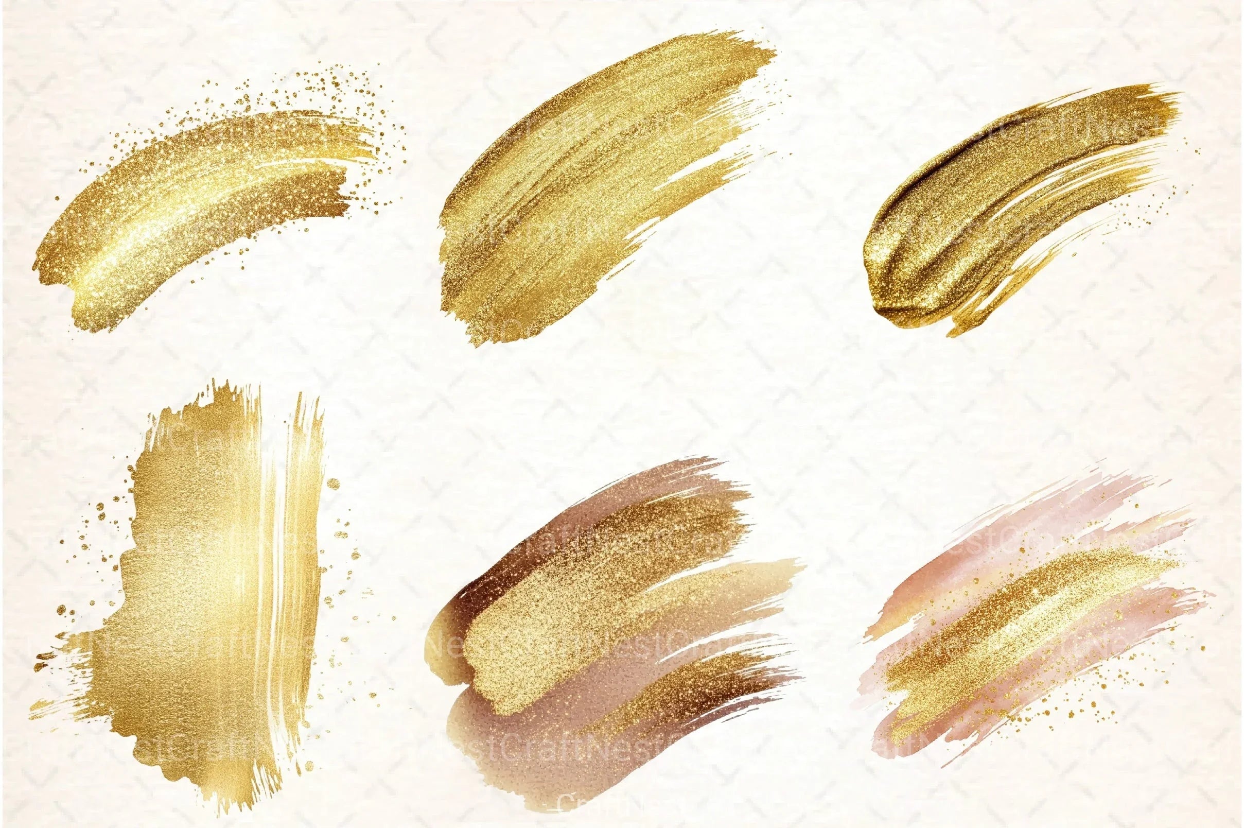 Gold Glitter Paint Elements Clipart Bundle - CraftNest - Digital Crafting and Art