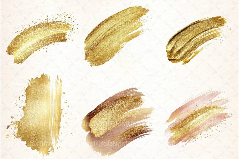 Gold Glitter Paint Elements Clipart Bundle - CraftNest - Digital Crafting and Art
