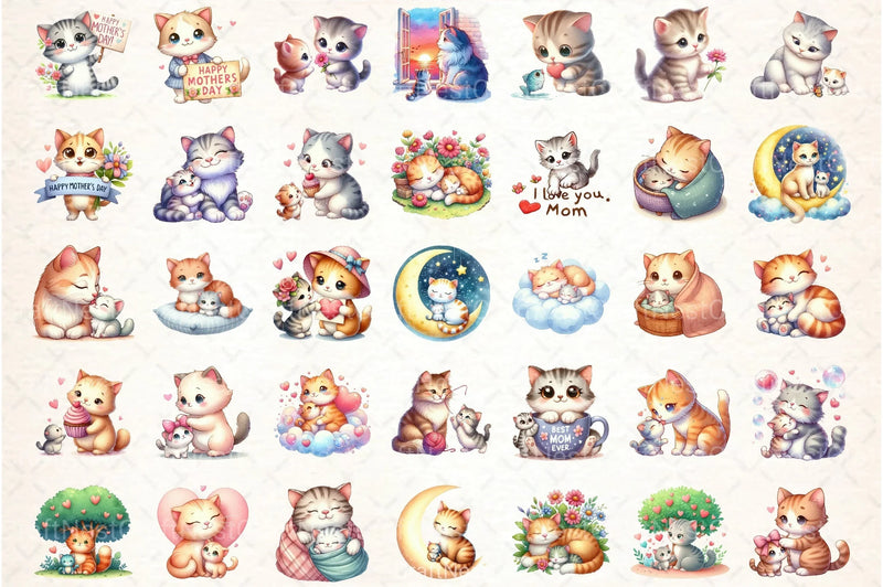 Cat Mother's Day Clipart Bundle - CraftNest - Digital Crafting and Art