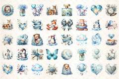 Soft Blue Mother's Day Clipart Bundle - CraftNest - Digital Crafting and Art