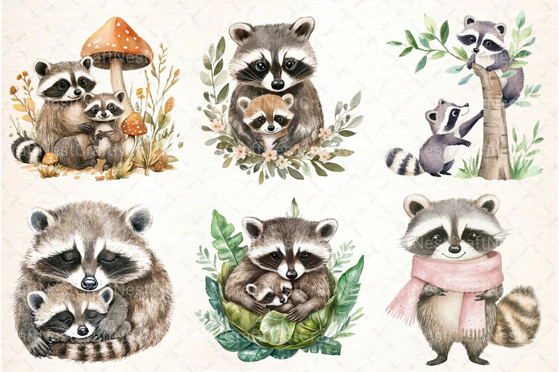 Raccoon & Kit Clipart Bundle 1 - CraftNest - Digital Crafting and Art
