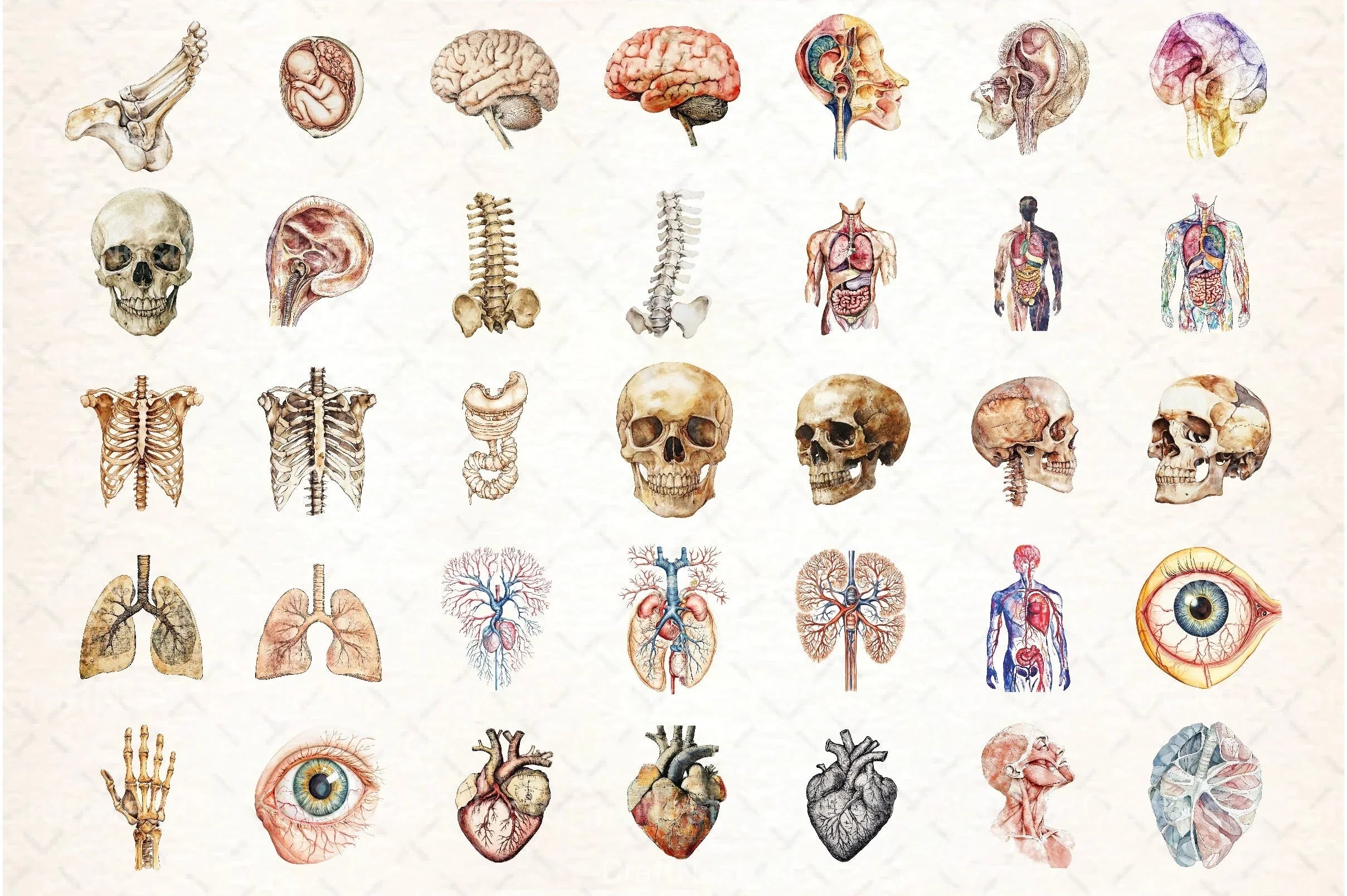 Antique Anatomy Overlays Clipart Bundle - CraftNest - Digital Crafting and Art
