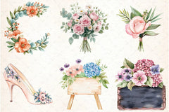 Pastel Floral Wedding Clipart Bundle Collection - CraftNest - Digital Crafting and Art
