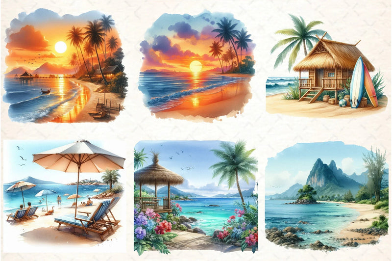 Summer Beach Views Clipart Bundle - CraftNest - Digital Crafting and Art