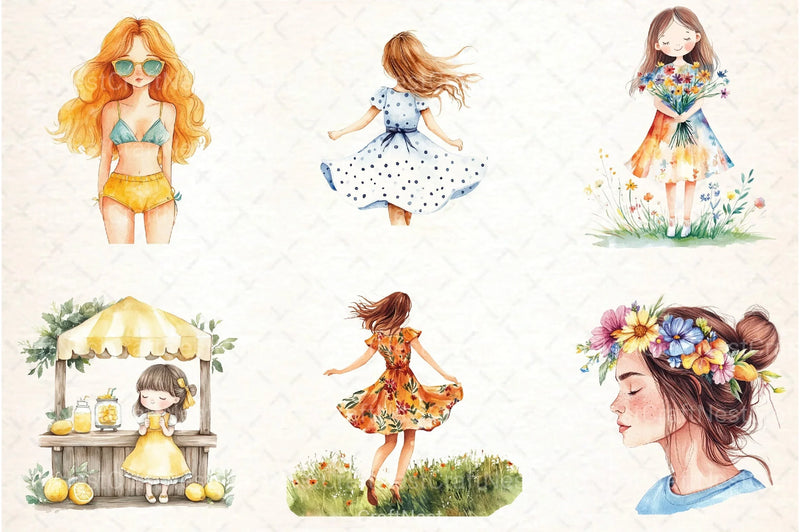 Summer Girl Clipart Bundle 56 - CraftNest - Digital Crafting and Art