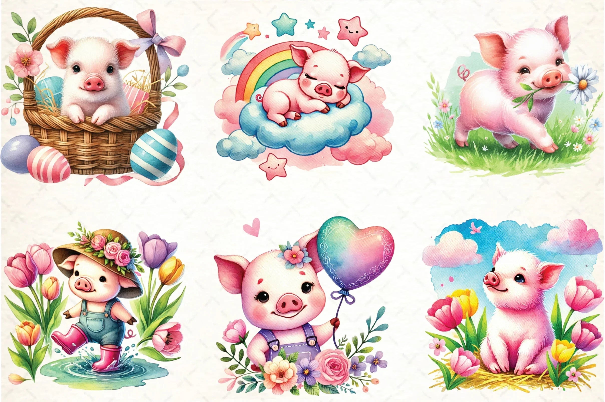 Spring Pig Clipart Bundle - CraftNest - Digital Crafting and Art