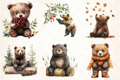 Autumn Bear Clipart Bundle - CraftNest - Digital Crafting and Art
