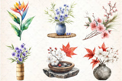 Asian Culture Japanese Ikebana Clipart Bundle - CraftNest - Digital Crafting and Art
