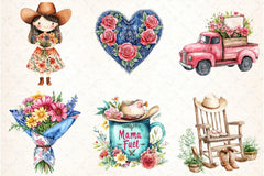 Western Mother's Day Cowgirl Clipart Bundle 99 - CraftNest - Digital Crafting and Art