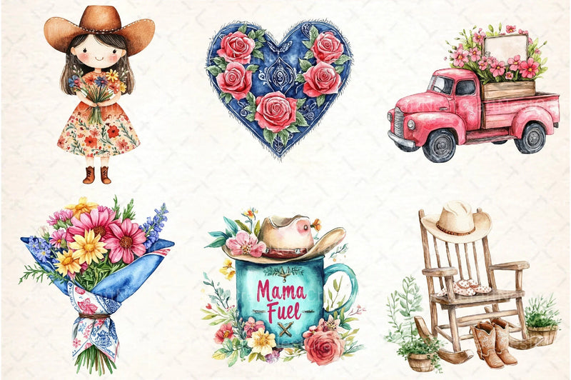 Western Mother's Day Cowgirl Clipart Bundle 99 - CraftNest - Digital Crafting and Art