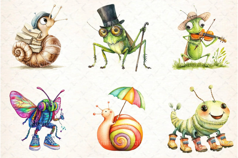 Quirky Whimsical Insects & Animals Clipart Bundle 99 - CraftNest - Digital Crafting and Art