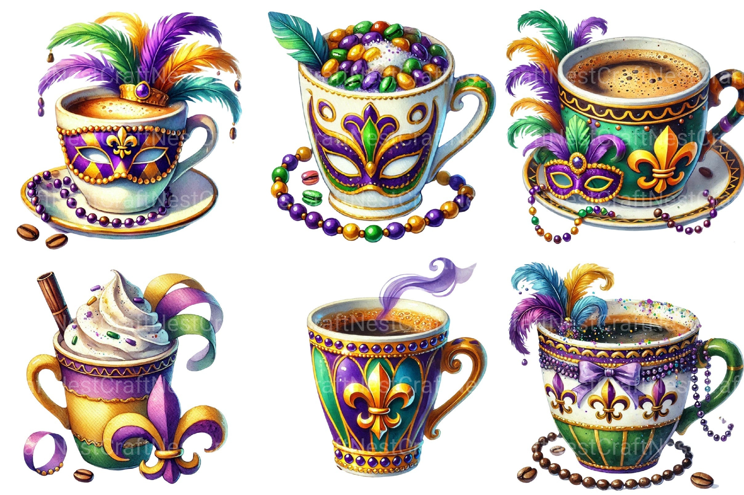 Mardi Gras Cup Clipart Bundle