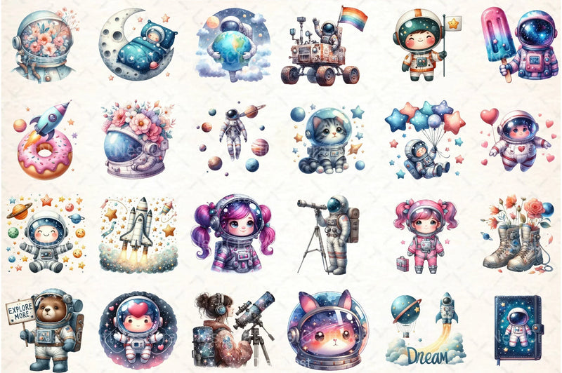Cute Astronaut Clipart Bundle - CraftNest - Digital Crafting and Art