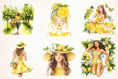 Summer Lemon Woman Clipart Bundle 1 - CraftNest - Digital Crafting and Art