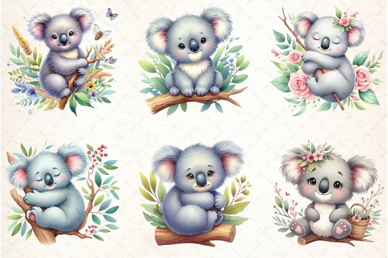 Cute Koala Clipart Bundle - CraftNest - Digital Crafting and Art