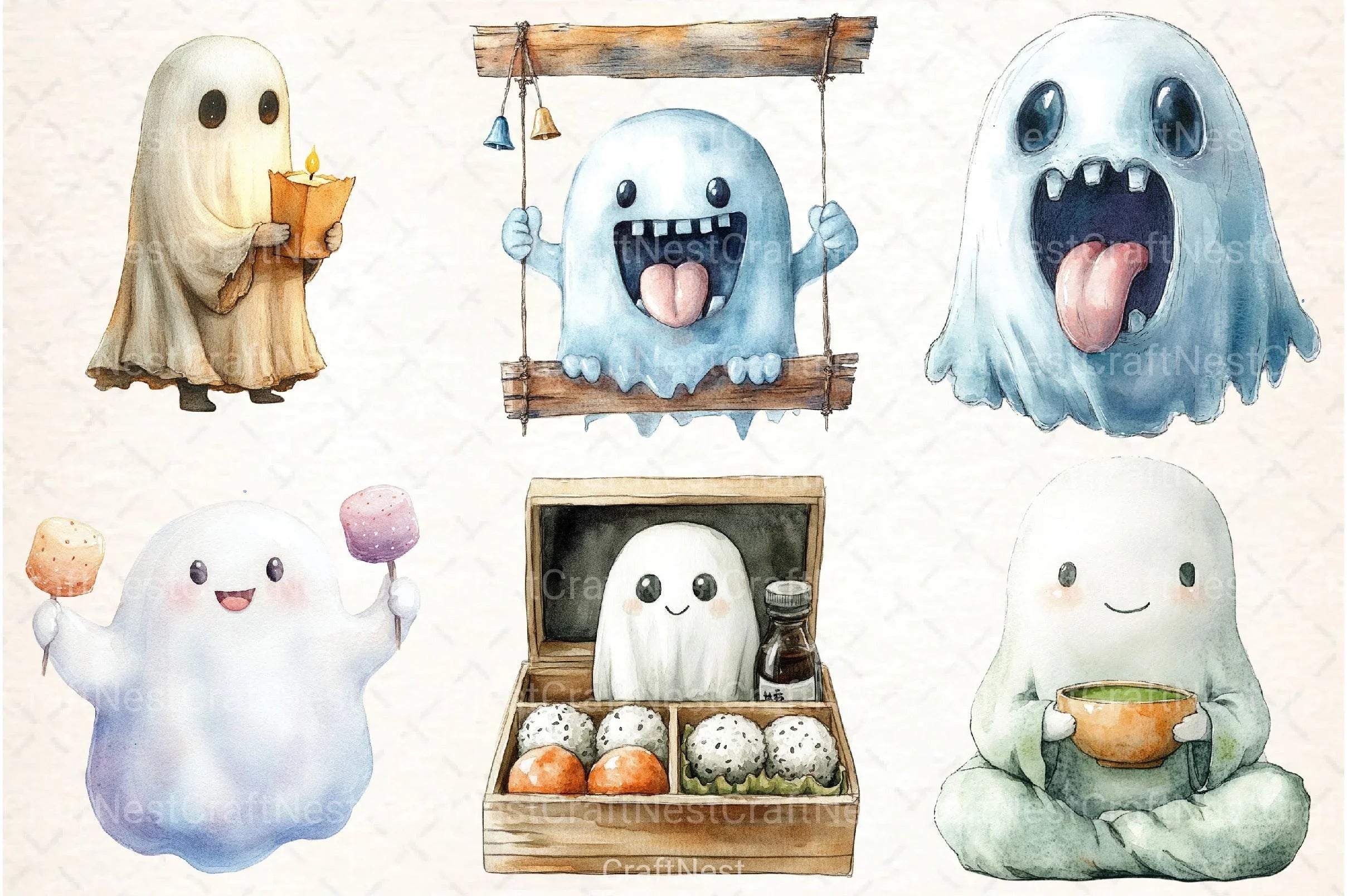 Cute Japanese Ghost Clipart Bundle - CraftNest - Digital Crafting and Art