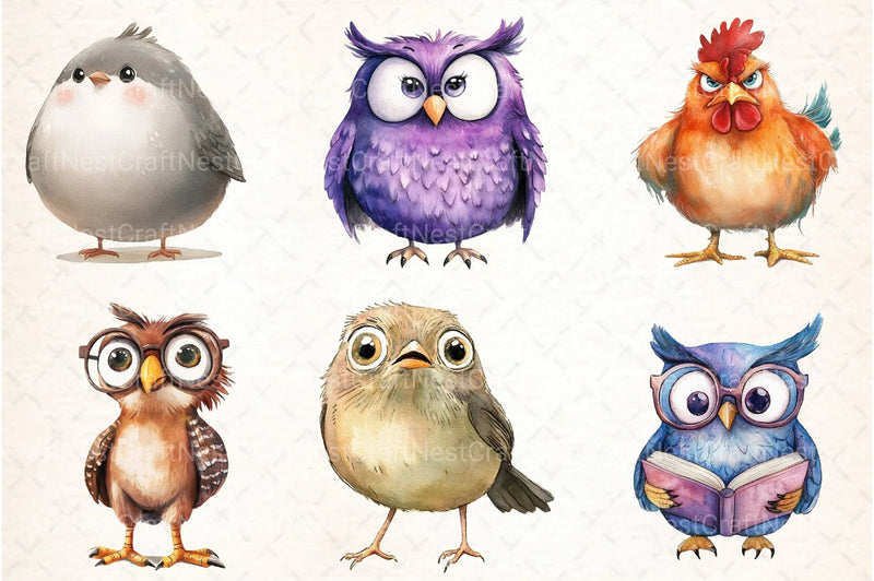 Funny Cartoon Birds Clipart Bundle - CraftNest - Digital Crafting and Art