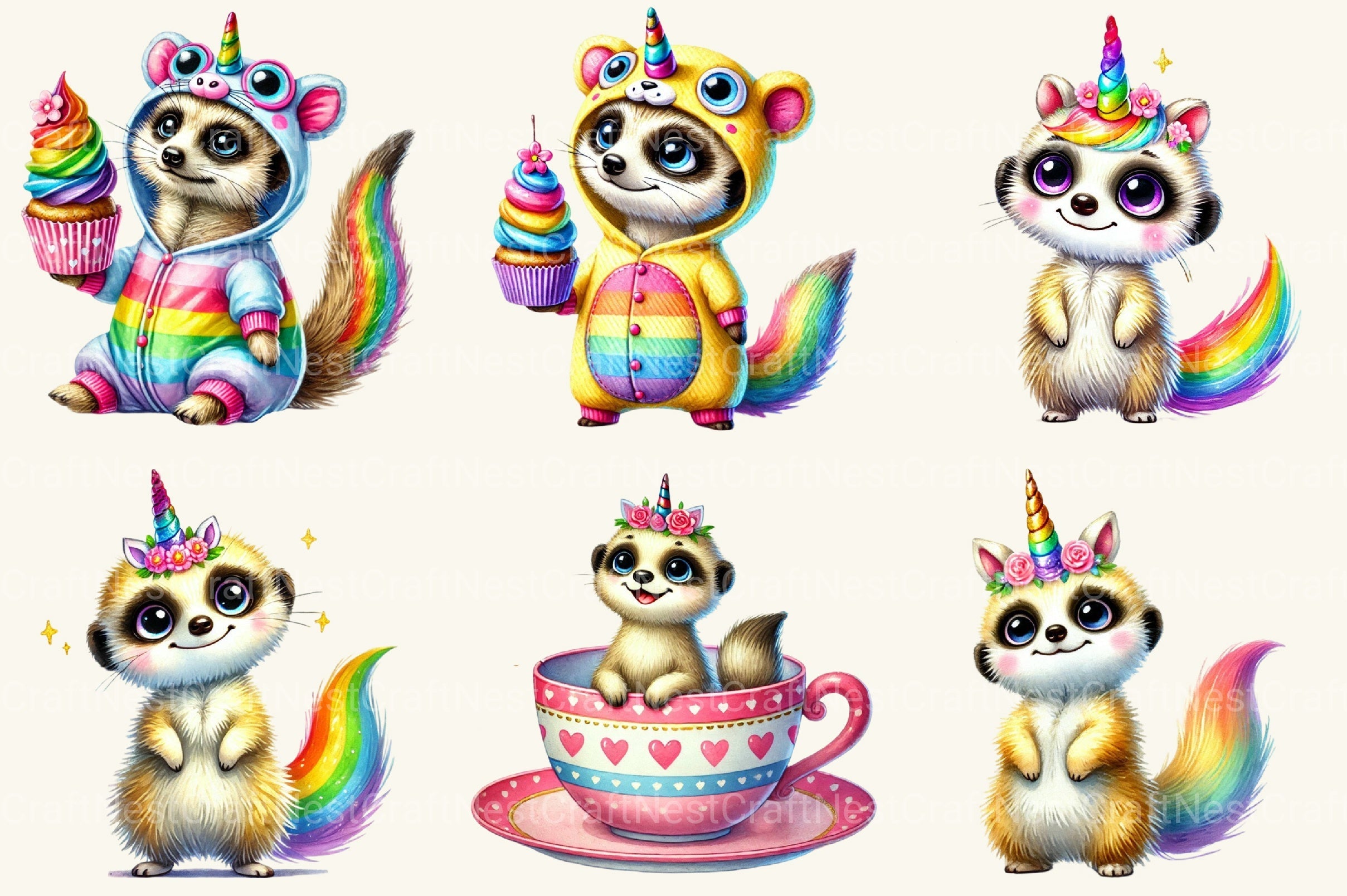 Unicorn Meerkat Clipart Bundle