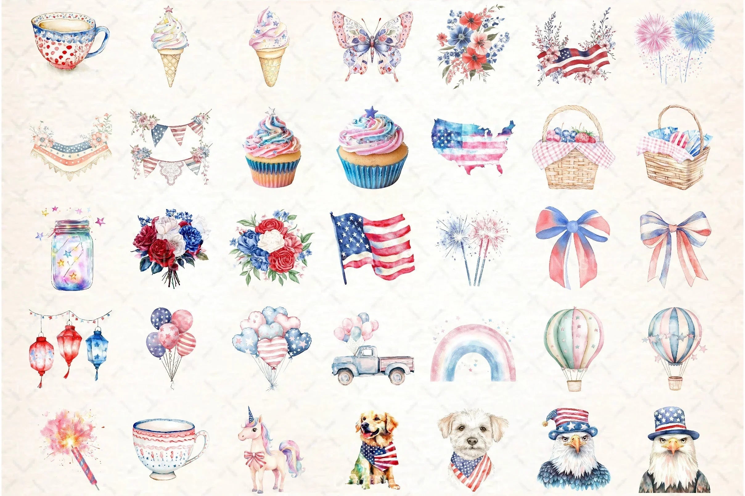 Pastel 4th of July Clipart Bundle - CraftNest - Digital Crafting and Art