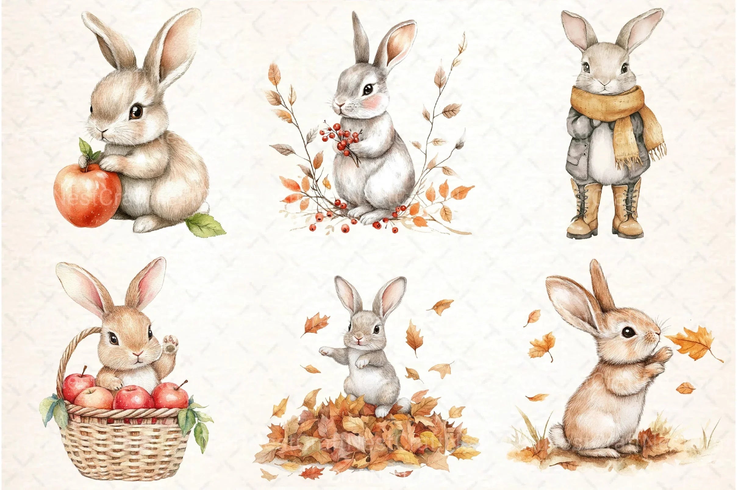 Cute Autumn Bunny Clipart Bundle 77 - CraftNest - Digital Crafting and Art