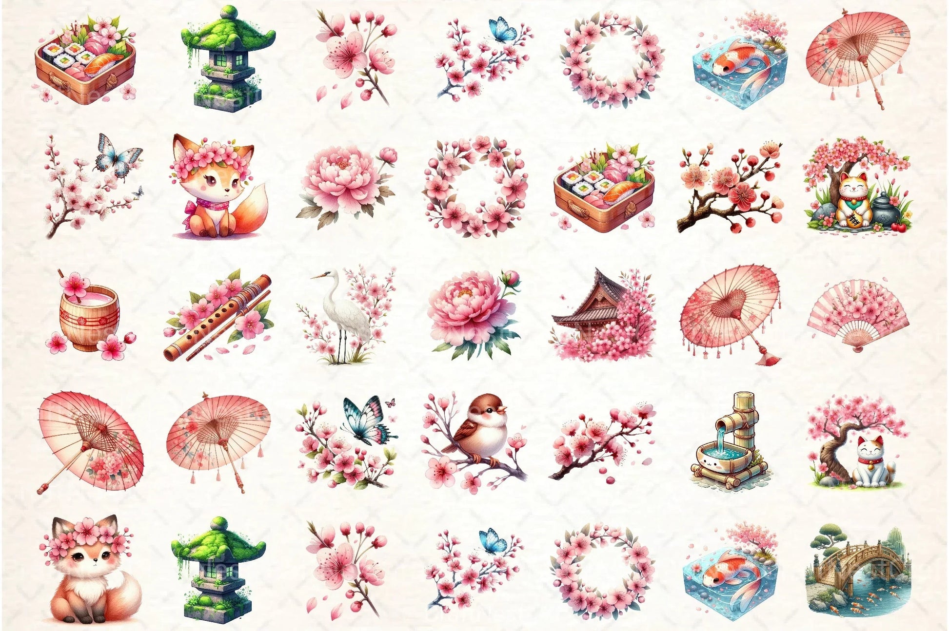 Japanese Spring Clipart Bundle - CraftNest - Digital Crafting and Art