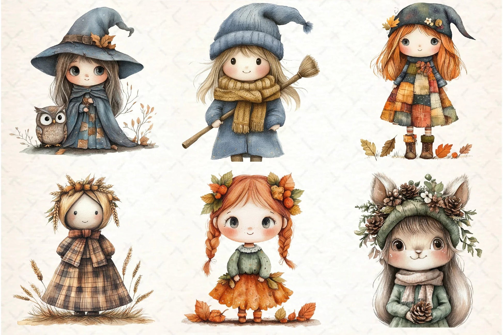 Bewitching Autumn Doll Clipart Bundle - CraftNest - Digital Crafting and Art