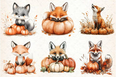 Fox with Pumpkin Patch Clipart Bundle - CraftNest - Digital Crafting and Art