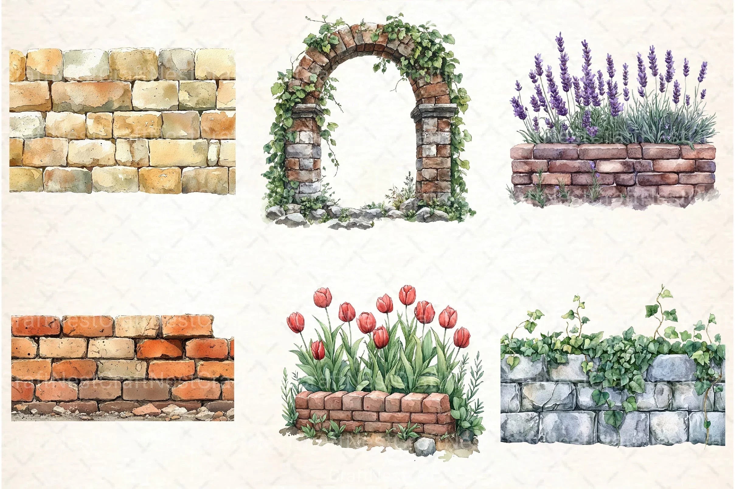 Brick Wall Clipart Bundle - CraftNest - Digital Crafting and Art