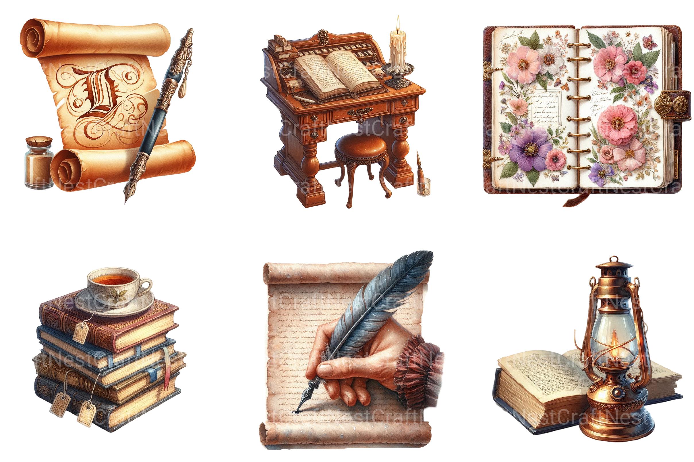 Antique Writer Clipart - CraftNest - Digital Crafting and Art