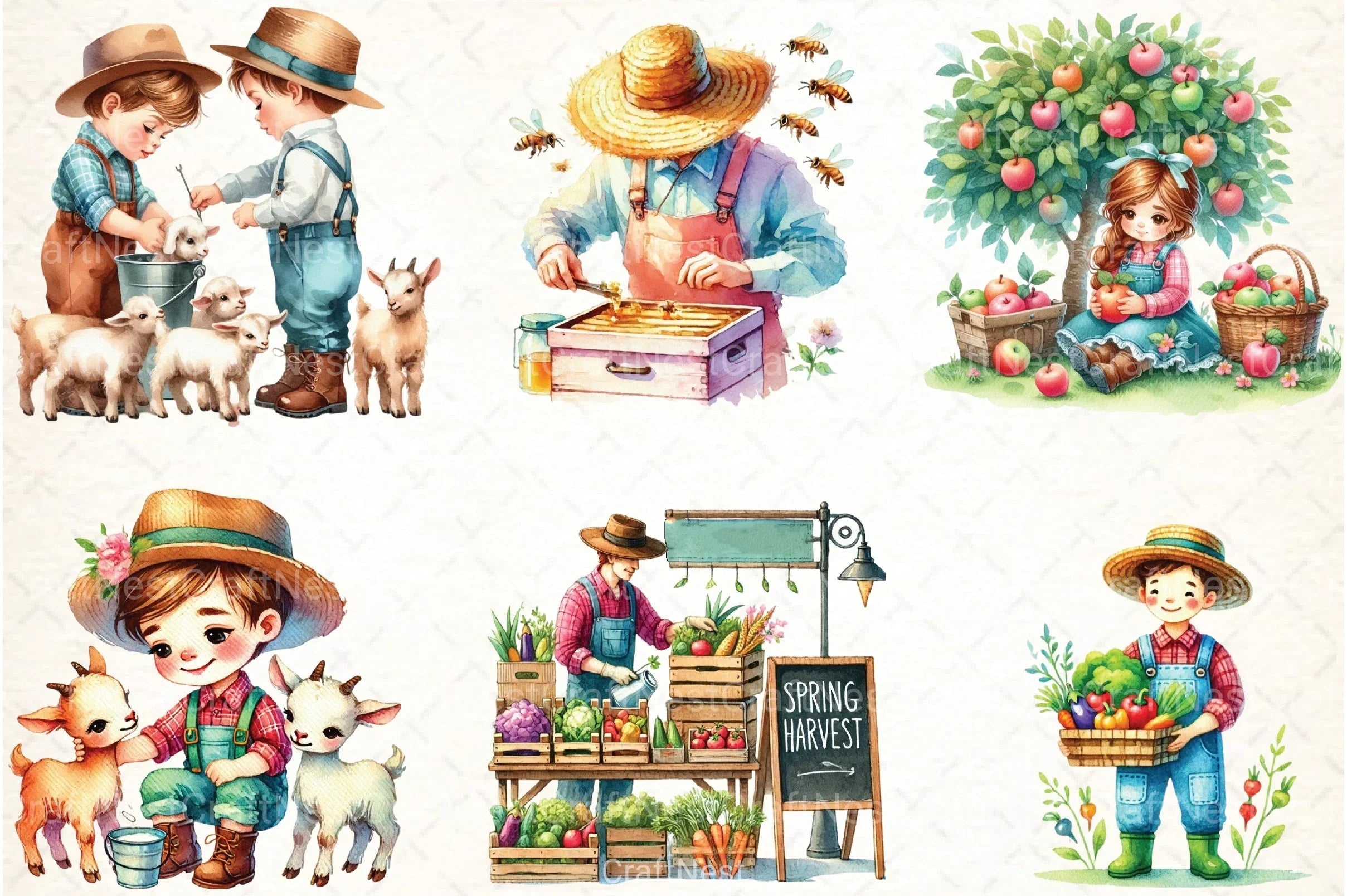 Spring Farmer Clipart Bundle 13 - CraftNest - Digital Crafting and Art