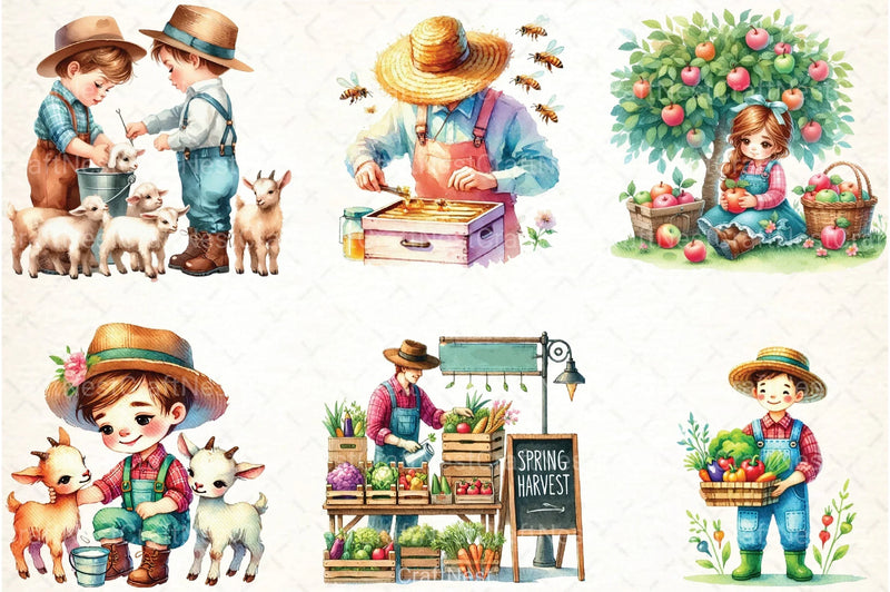 Spring Farmer Clipart Bundle 13 - CraftNest - Digital Crafting and Art