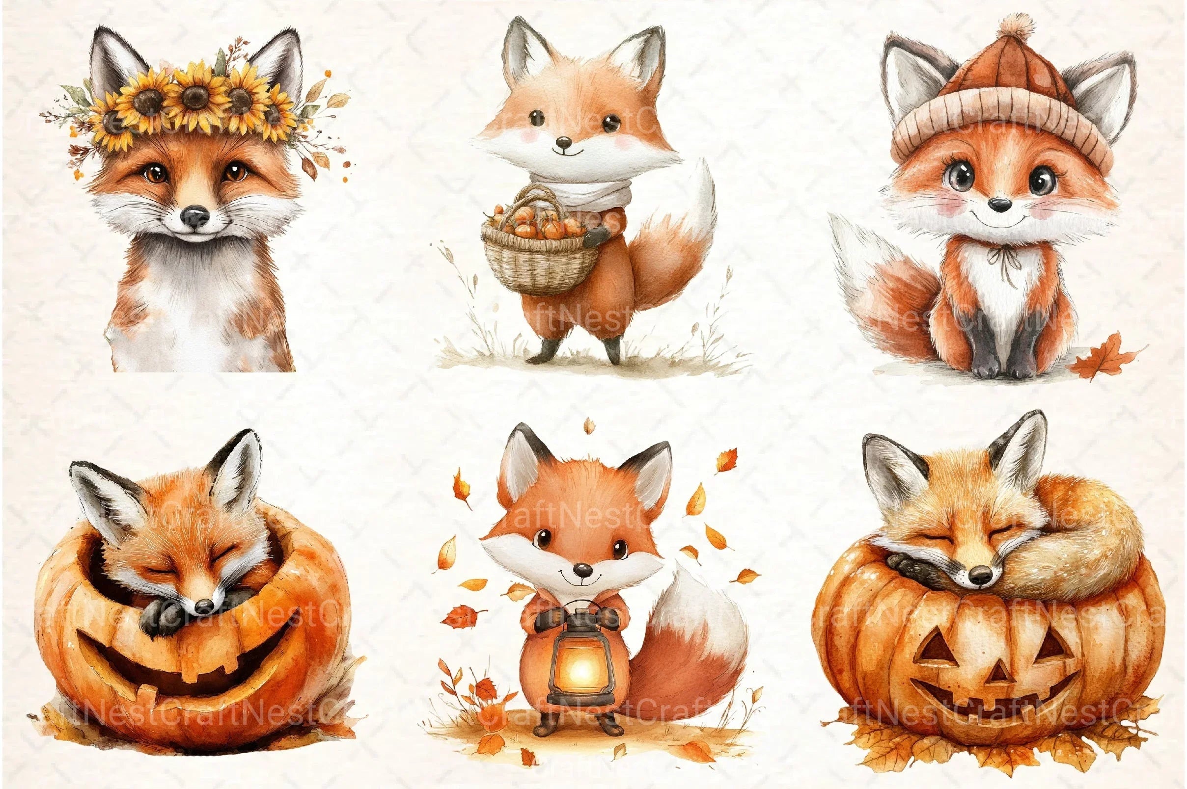 Autumn Fox Clipart Bundle 99 - CraftNest - Digital Crafting and Art