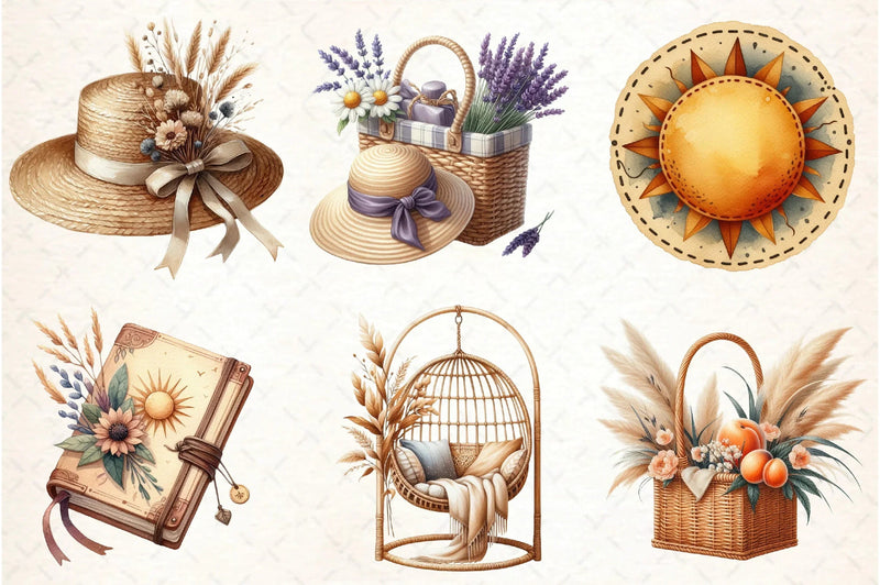 Boho Summer Clipart Bundle - CraftNest - Digital Crafting and Art