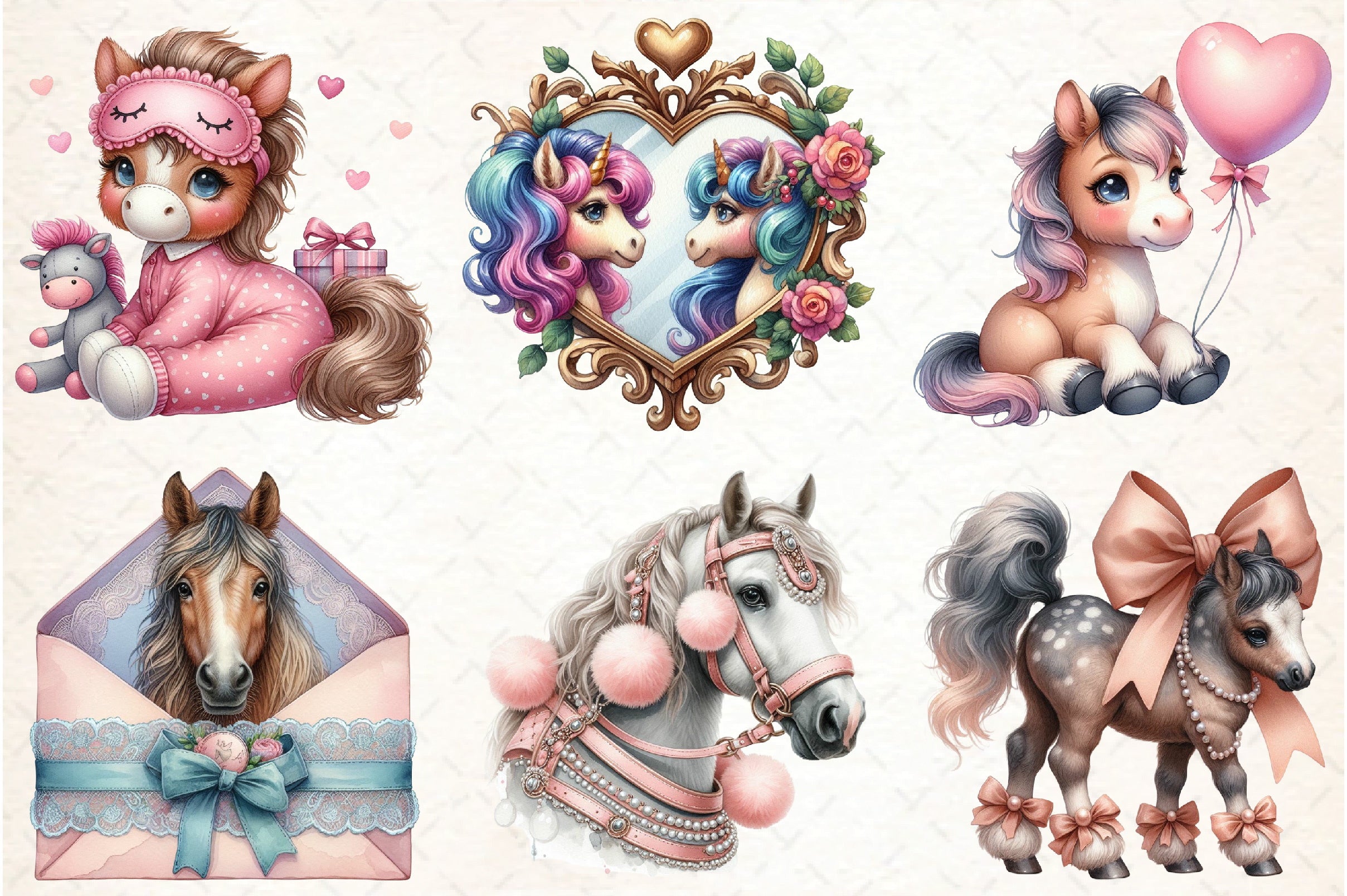 Coquette Horse Clipart Bundle