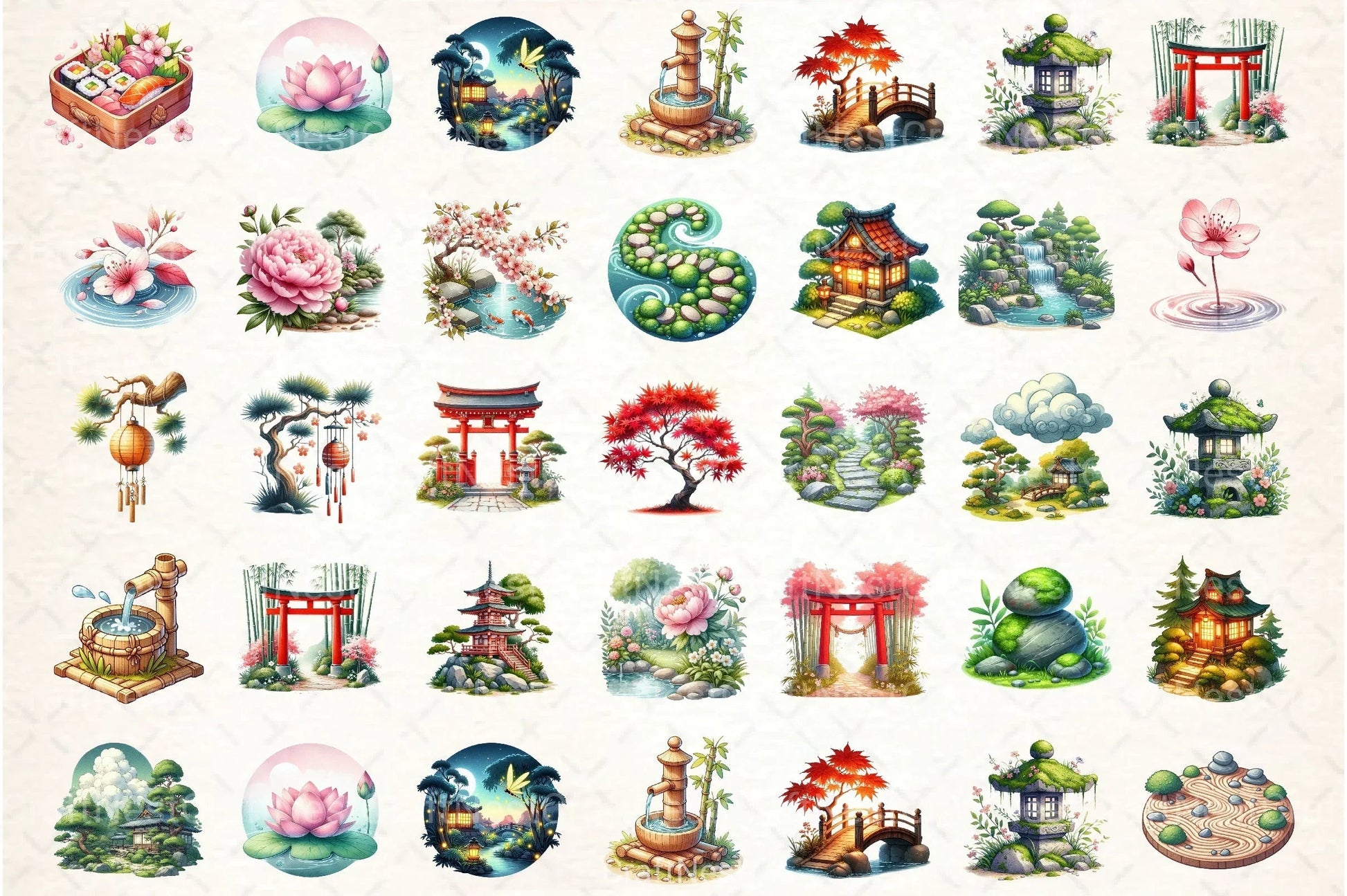 Japanese Garden Clipart Bundle - CraftNest - Digital Crafting and Art