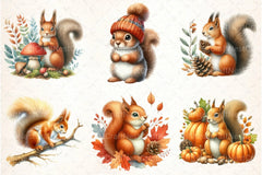 Autumn Squirrel Clipart Bundle 77 - CraftNest - Digital Crafting and Art