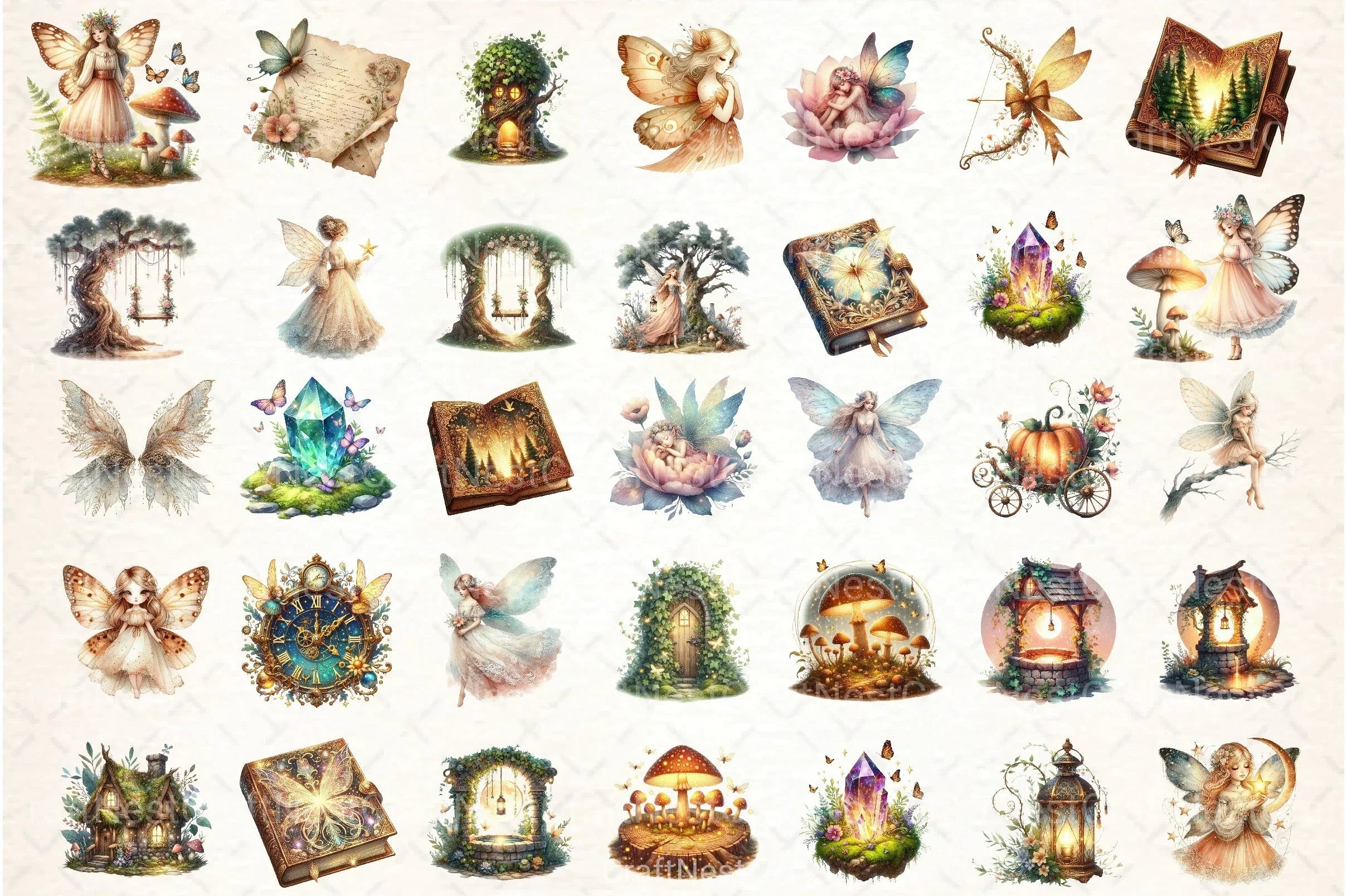 Fairy Forest Vintage Clipart Bundle - CraftNest - Digital Crafting and Art