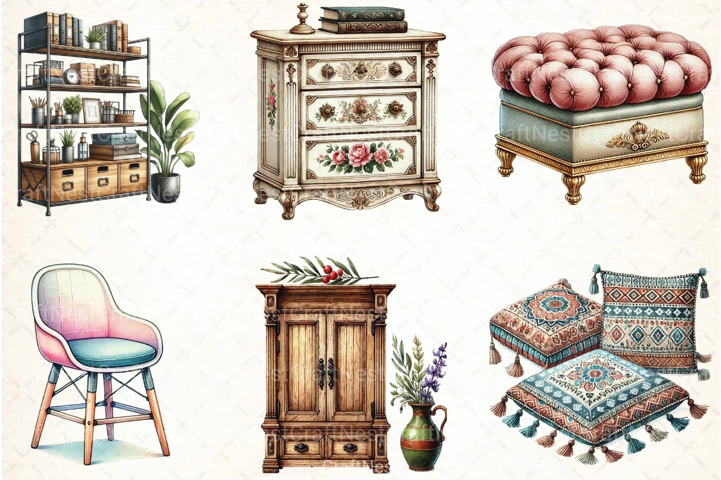 Home Furniture Clipart Bundle 99 - CraftNest - Digital Crafting and Art