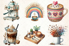 Coffee Lover Boho Clipart Bundle - CraftNest - Digital Crafting and Art