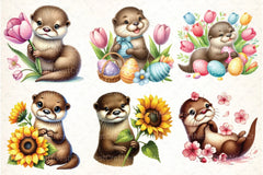 Spring Otter Clipart Bundle - CraftNest - Digital Crafting and Art