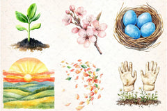 Spring Seasonal Elements Clipart Bundle 99 - CraftNest - Digital Crafting and Art